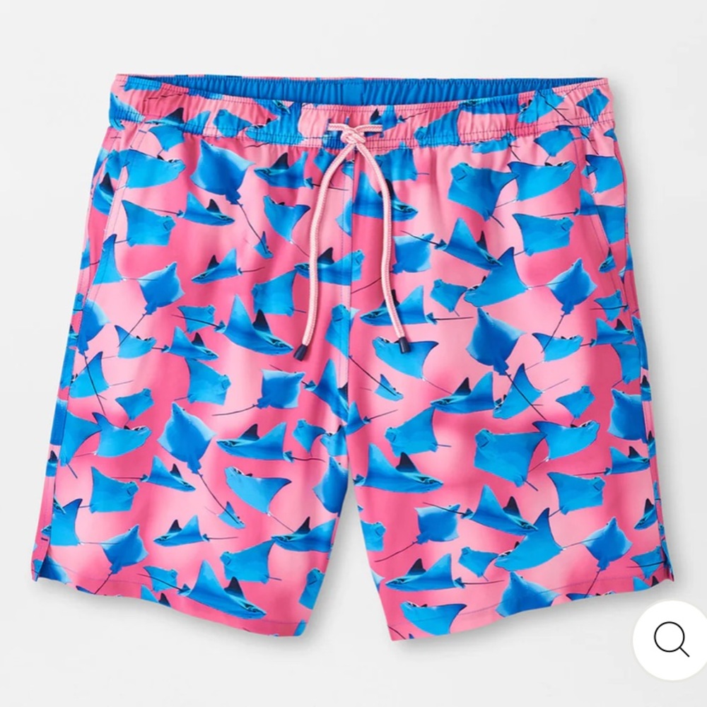 PETER MILLAR CATCHIN' RAYS SWIM TRUNKS - PEPPERMINT NEW w/Tag